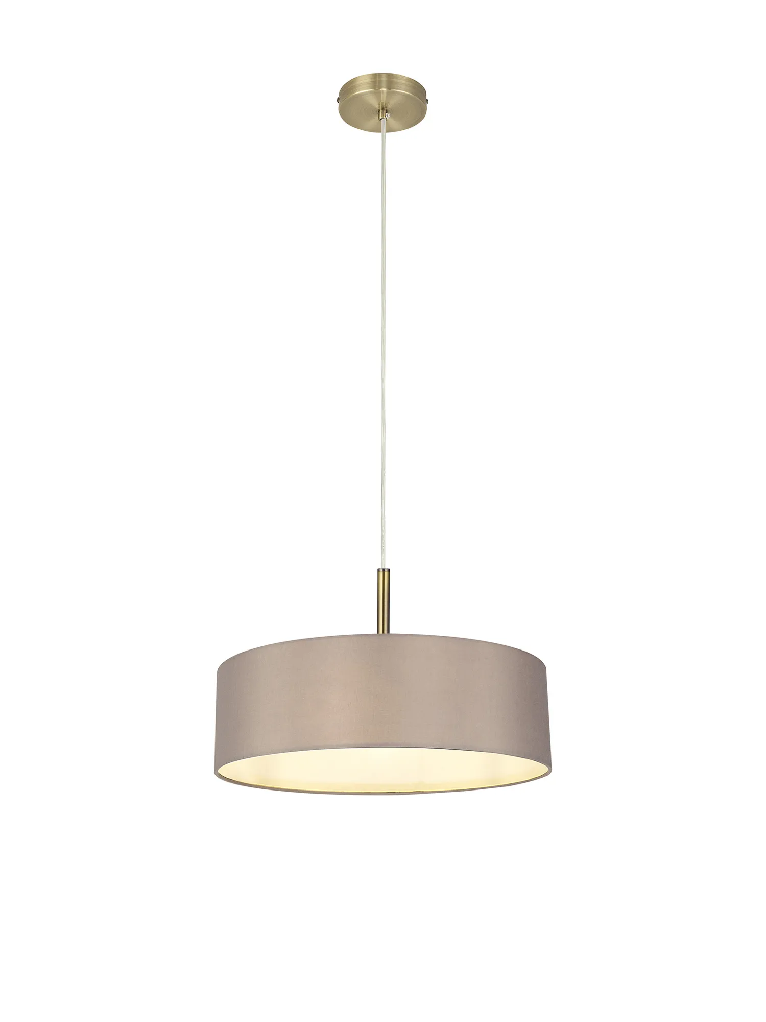 Baymont 45cm 3 Light Pendant Antique Brass, Grey/White DK0708  Deco Baymont AB GR